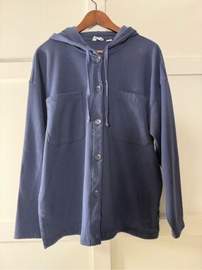Roxy Shacket (Sweater Jacket) in Slate Blue